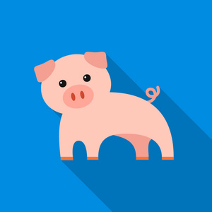 猪的平面图标。针对 web 和移动设计的插图