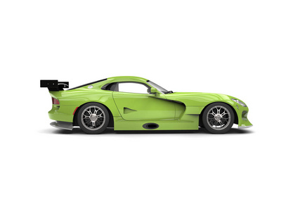 疯狂的绿色现代跑车侧视图3d 渲染