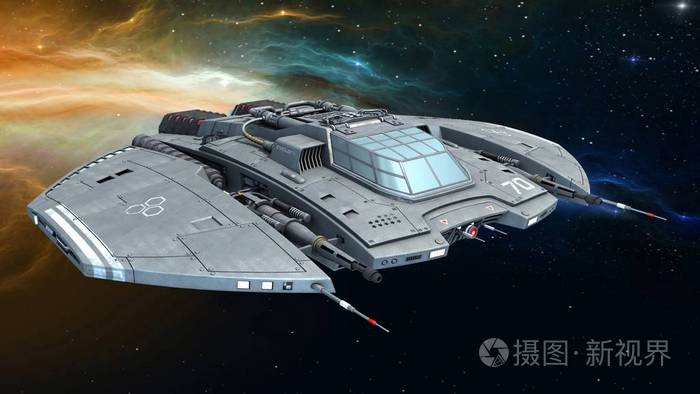 一艘宇宙飞船3dcg渲染