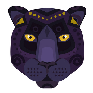 黑豹美洲狮头标志。矢量装饰徽