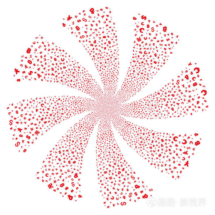 货币符号烟花旋流旋转