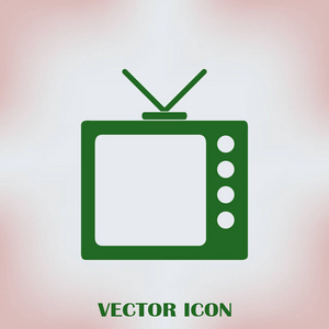 电视中时尚平面样式的图标。电视上的标志为您的 web 站点设计 徽标 Ui 的应用程序。矢量图 Eps10