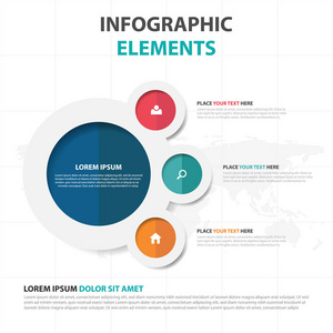 抽象多彩圆业务信息图表元素，演示文稿模板平面设计矢量图的网页设计营销广告