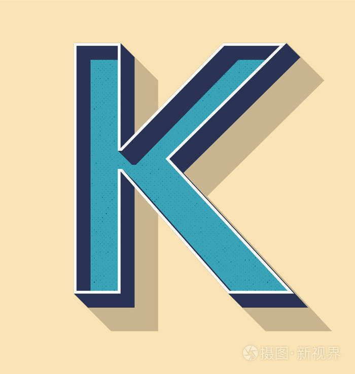 字母k复古矢量文本样式字体概念