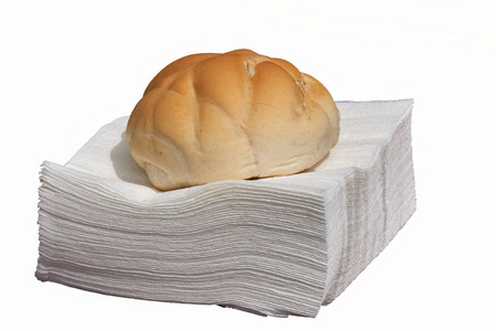 在中餐厅餐巾纸上面包