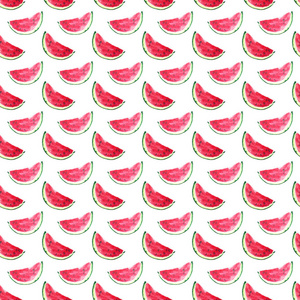 西瓜图案美丽精彩明亮多彩美味好吃美味成熟多汁可爱可爱红色夏天新鲜甜点片手图