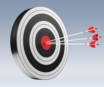 3d 渲染目标黑色白色和红色目标与箭头