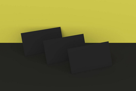 黑色和黄色背景上的黑色空白名片模拟