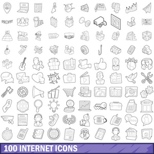 100 internet 图标集 大纲样式