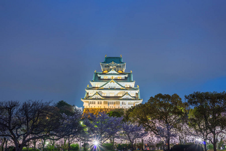 大阪，日本在大阪城堡在春天樱花 se