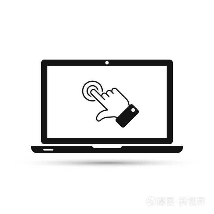 笔记本电脑屏幕触摸图标,孤立的矢量图