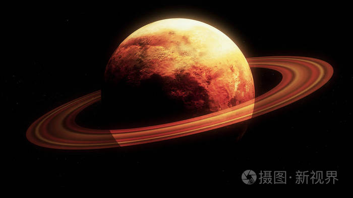真实的美丽行星土星从空间3d渲染