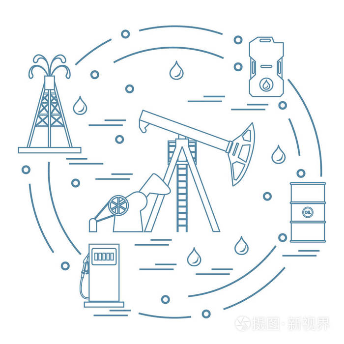 可爱矢量插画的石油生产设备 ca