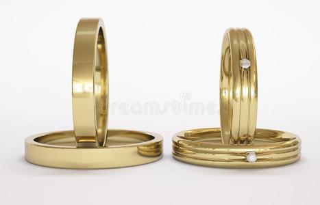 金色结婚戒指和钻石图片
