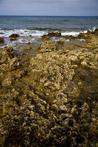 水在兰萨罗特岛泡沫石天空海滩图片