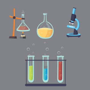 向量集化学测试。平面设计化学实验室实验设备