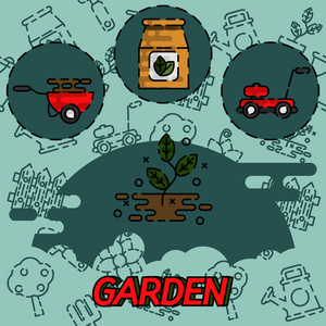花园的平面概念图标