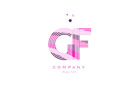 gf g f 字母字母 logo 粉色紫色线图标模板 vecto