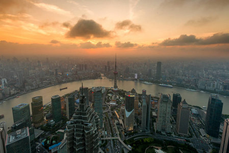 上海天际线城市景观 上海 luajiazui 金融和企业