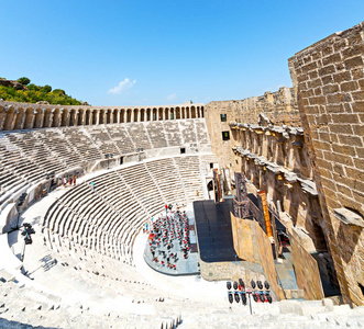 aspendos 和破碎在土耳其欧洲老剧院详细