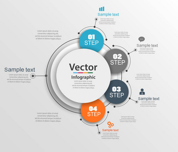抽象的信息图表编号选项模板与四个步骤。可以用于工作流布局 图 业务步骤 横幅 网页设计。矢量 eps 10