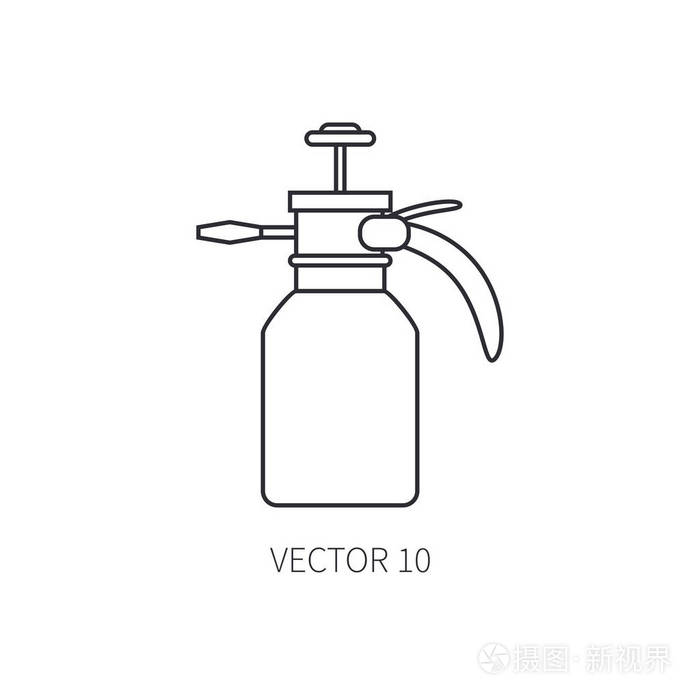 线平矢量图标园林工具-喷雾器.卡通风格.矢量图和元素