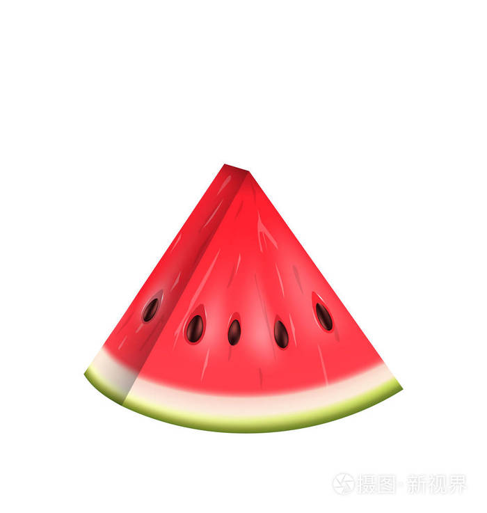 现实片西瓜,西瓜在白色背景上孤立