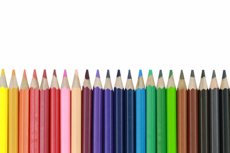 蜡笔或孤立的白色背景上的铅笔颜色