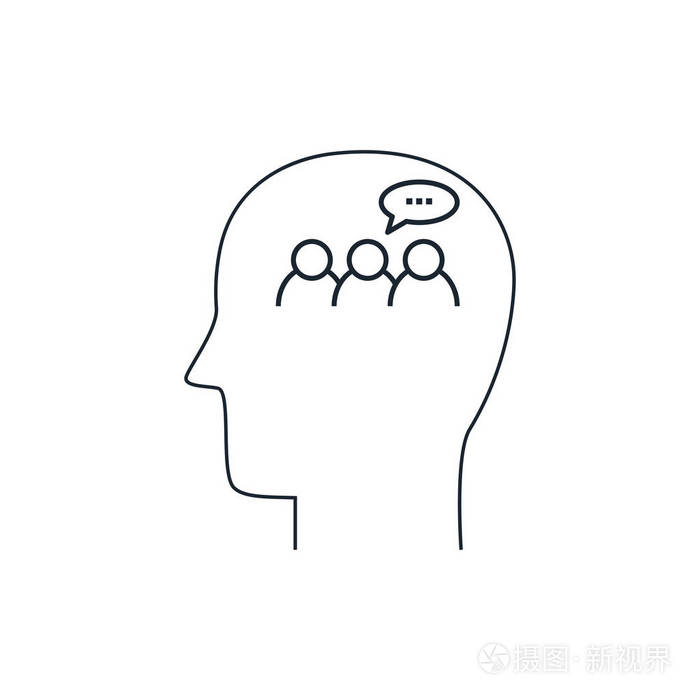 人类心灵的图标 讨论概念 平面设计 细线万科插画-正版商用图片0