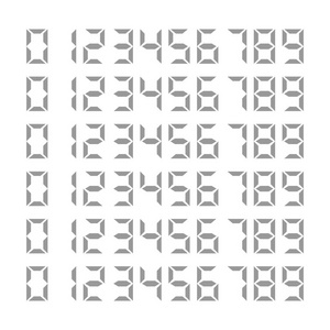 孤立的对象电子字体，白色背景上的数字