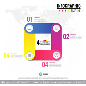 矢量 4 步骤 选项或循环图 图 演示文稿和图标集图的过程中的几何信息图表设计模板