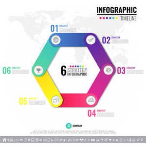 矢量 6 步骤 选项或循环图 图 演示文稿和图标集图的过程中的几何信息图表设计模板