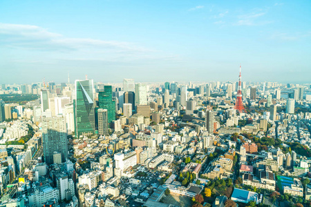 东京城市天际线与东京塔