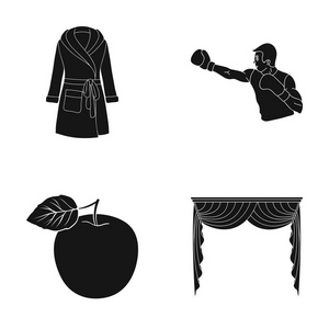 面料 设计 纺织品和其他 web 图标在黑色 style.curtains，窗帘，飞檐，集集合中的图标