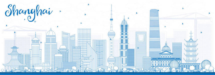 大纲上海天际线与蓝色大厦