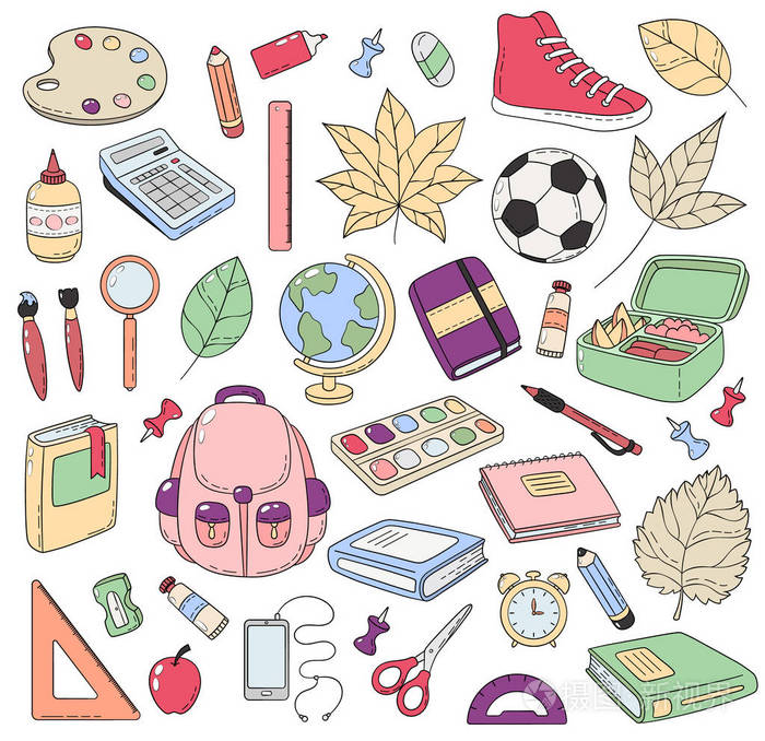 学校用品.回到学校,学习的第一天.背景, 模式, 壁纸, 纹理.