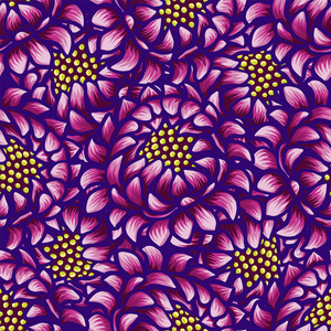花艺手绘制老式无缝模式与鲜花。神话般的紫色花。热带的无缝模式与生动奇葩。异国情调纺织植物设计。夏季设计