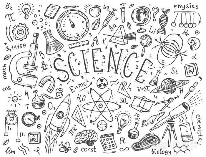 科学公式和计算在物理和数学, 化学和生物学或天文学在白板上.