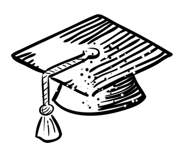 卡通形象的毕业帽图标。教育符号