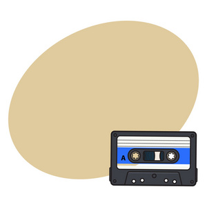 老老式音频盒式磁带，磁带从 90 年代，孤立矢量图