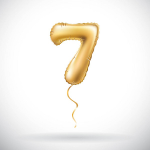 矢量金色号码 7 七金属气球。党的装饰金色气球。节日快乐，生日，嘉年华，庆祝新的一年的周年纪念标志