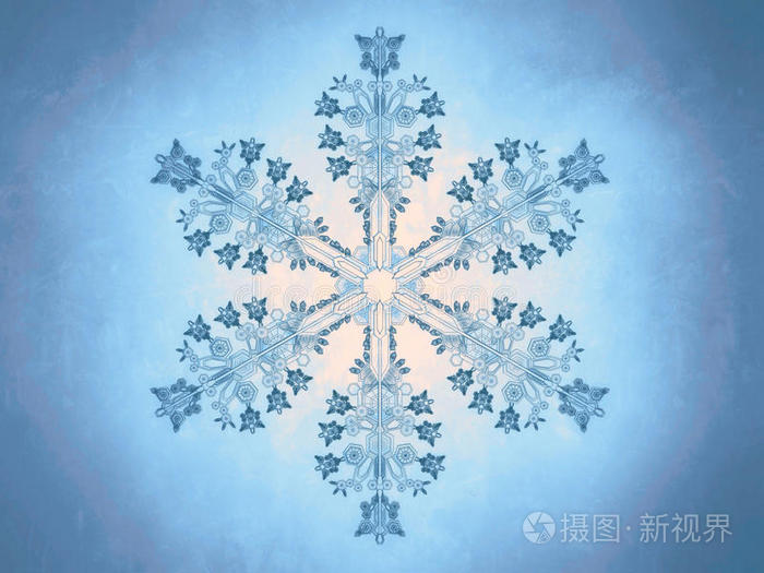 蓝色背景上雪花的轮廓表示