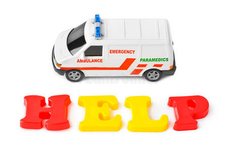 玩具救护车和文字帮助图片
