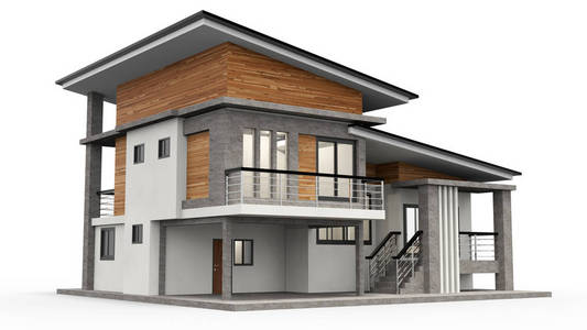房子对比与技术草案部分豪华别墅的 3d 的渲染