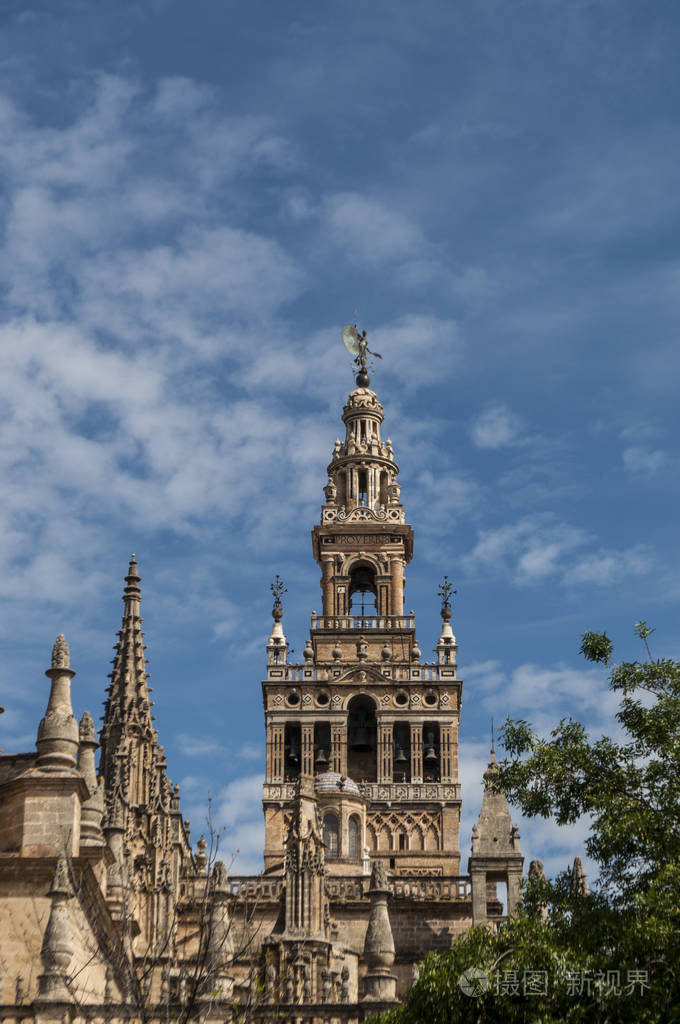 西班牙: La Giralda 视图,塞维利亚大教堂的钟楼