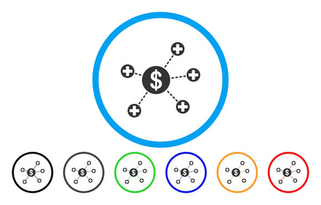 金融医疗联系圆形的矢量图标