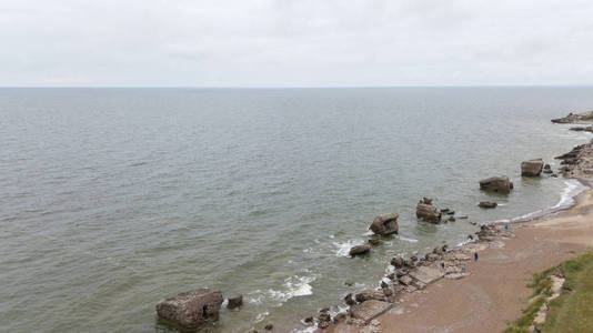 利耶帕亚拉脱维亚波罗的海海边空中无人机顶视图
