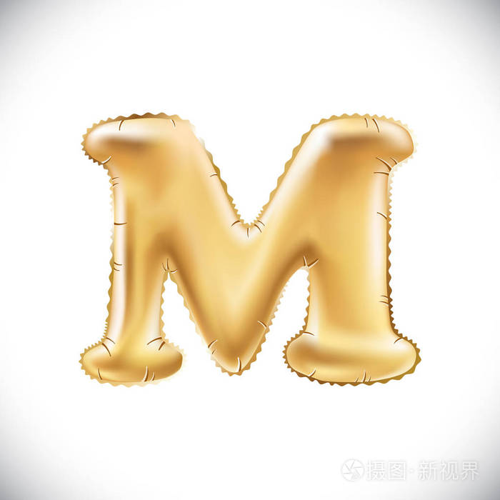 气球字母 m.现实 3d 独立黄金氦气球 abc 字母金色字体文本.