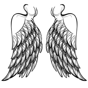 翅膀装在背景上的插图
