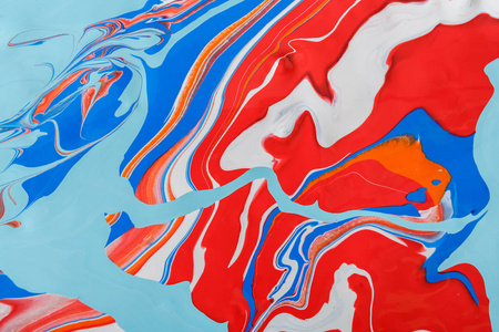 液体的大理石纹丙烯酸漆背景。流体的绘画抽象纹理
